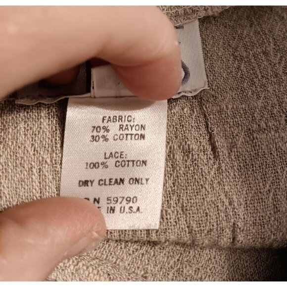 Vintage Lim's 2 Piece XL Shirt and Skirt Set, Beige Crochet Lagenlook Doily Boho - Picture 6 of 6